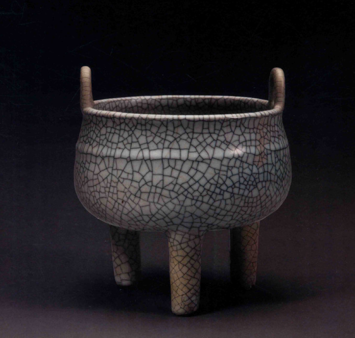 三ツ井為吉作 深厚釉香炉 九谷焼 火焔文皇玉獅子 高足三