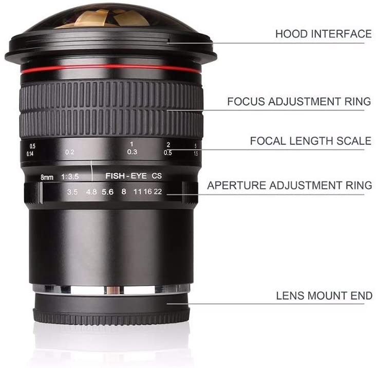 Meike 8mm F3.5 APS-C Ultra Wide Angle Fisheye Lens Manual Focus For EF