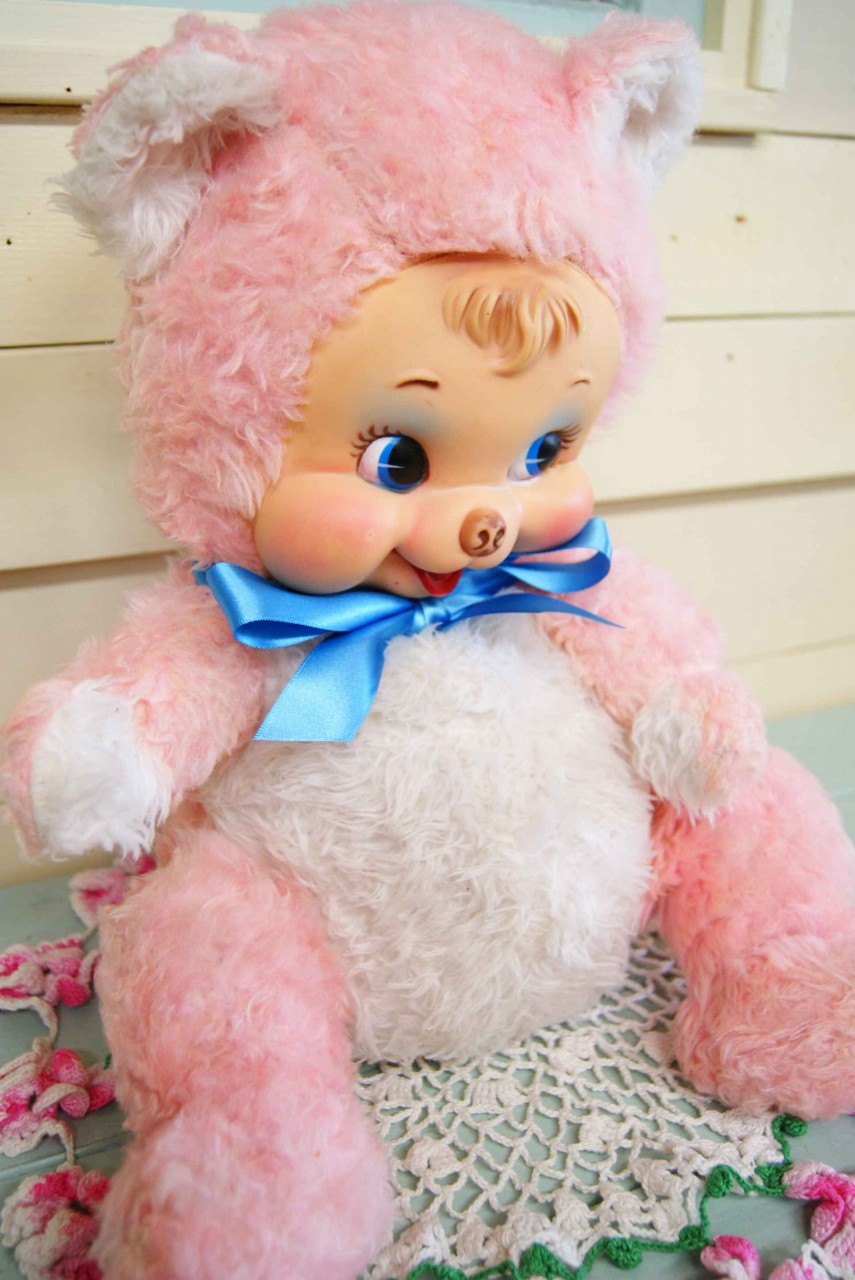 vintage ラシュトンRushtonハッピーベア ラバーフェイスドール