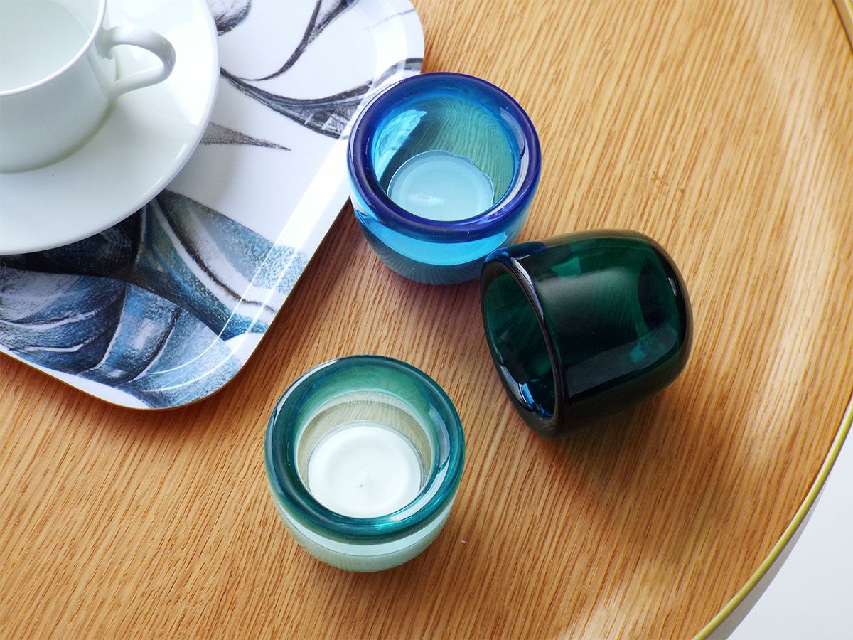 1940年代 アメリカ製ガラス製 八角形 キャンドルホルダー貴重なブルー