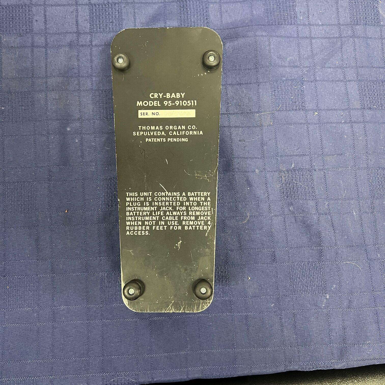 Vintage Thomas Organ Cry Baby Model 95-910511 Wah Guitar Pedal