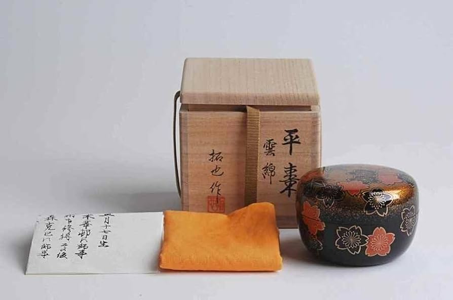 Amazon.co.jp: 輪島塗蒔絵師日野拓也作雲錦平棗茶道具村木華邨、小森