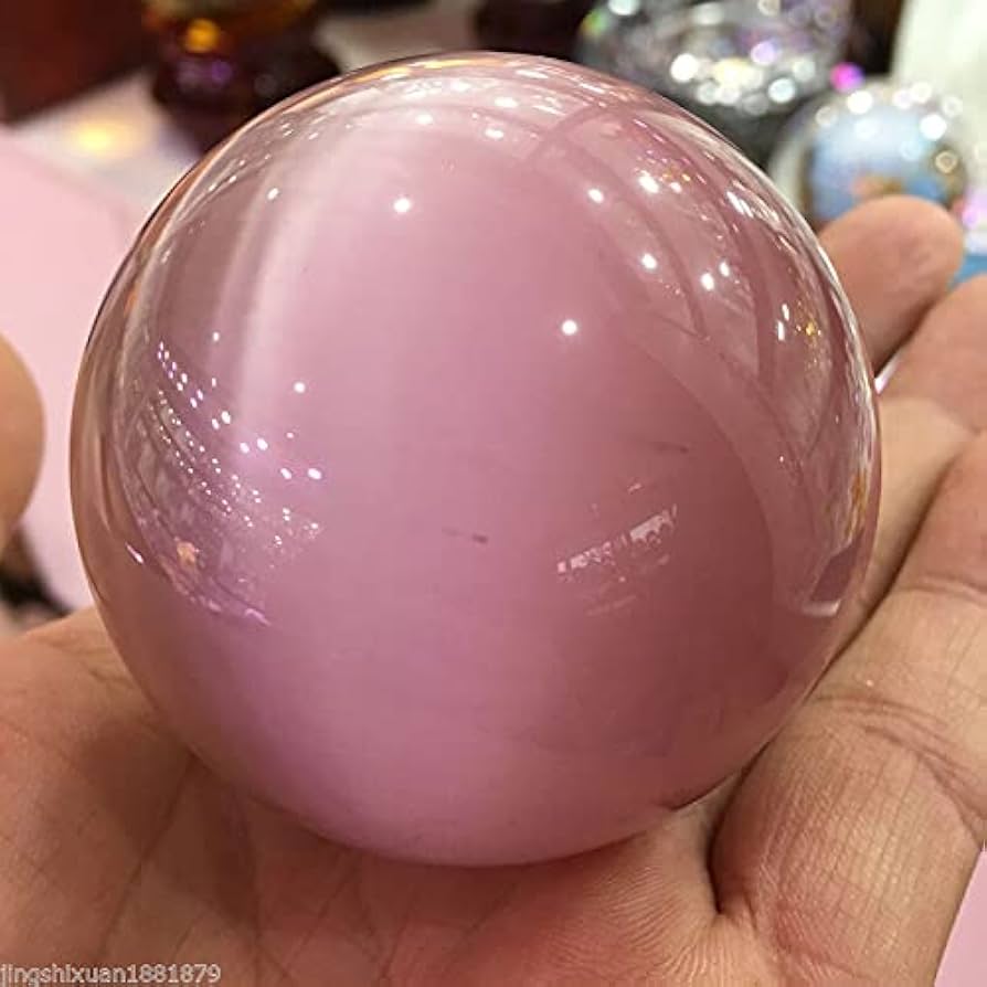 Amazon.co.jp: 希少な天然ピンククリスタルキャッツアイ水晶玉美しい