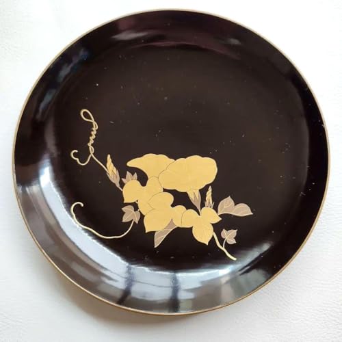 輪島塗 大向高洲堂 黒漆 飛松沈金 銘々皿 五客 箱付 N