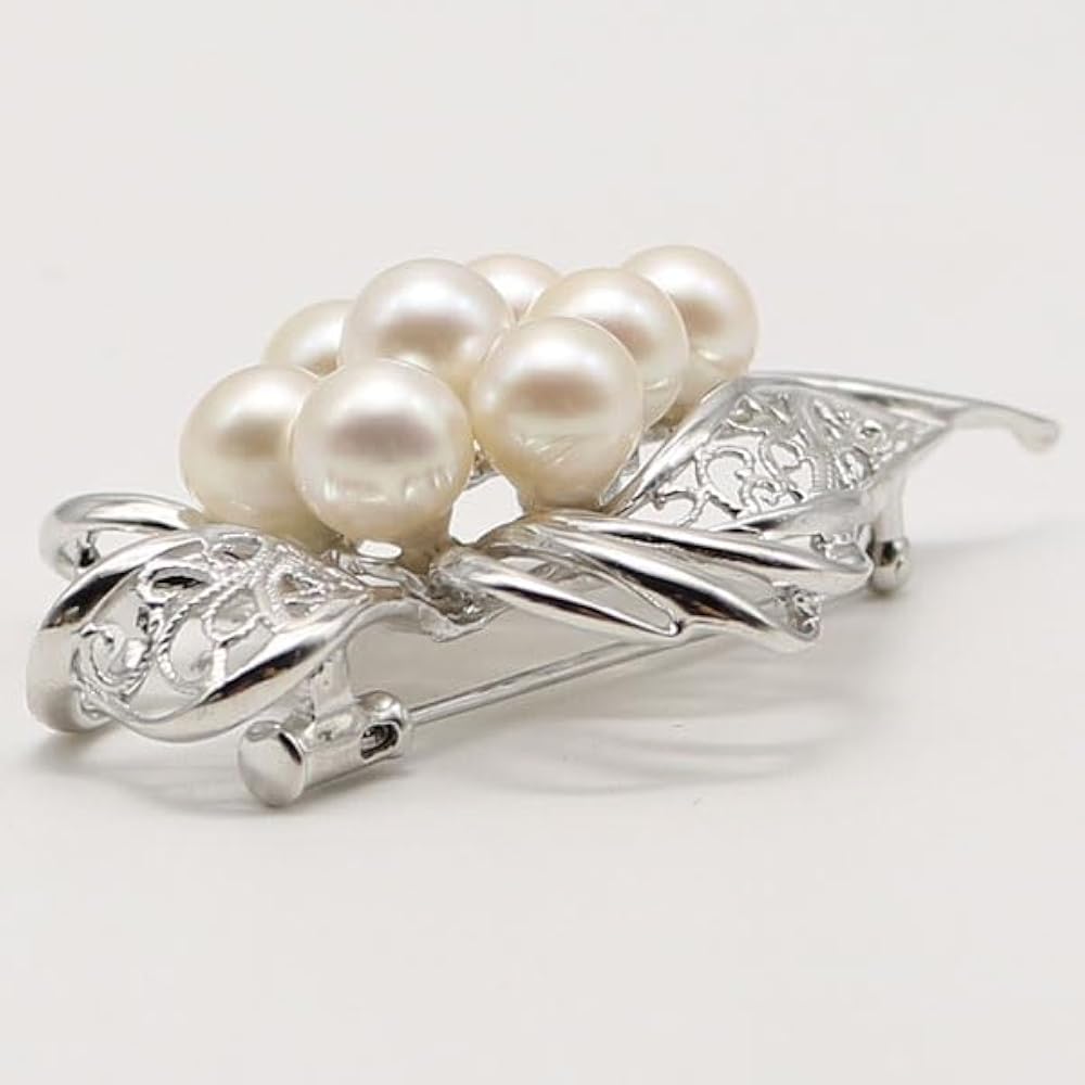 Amazon | 真珠 パール ブローチ あこや真珠 パールブローチ 7mm-7.5mm