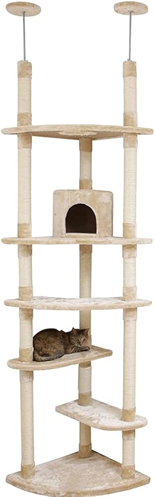 Amazon | アイリスプラザ キャットタワー 突っ張り式 W固定 爪とぎ 省