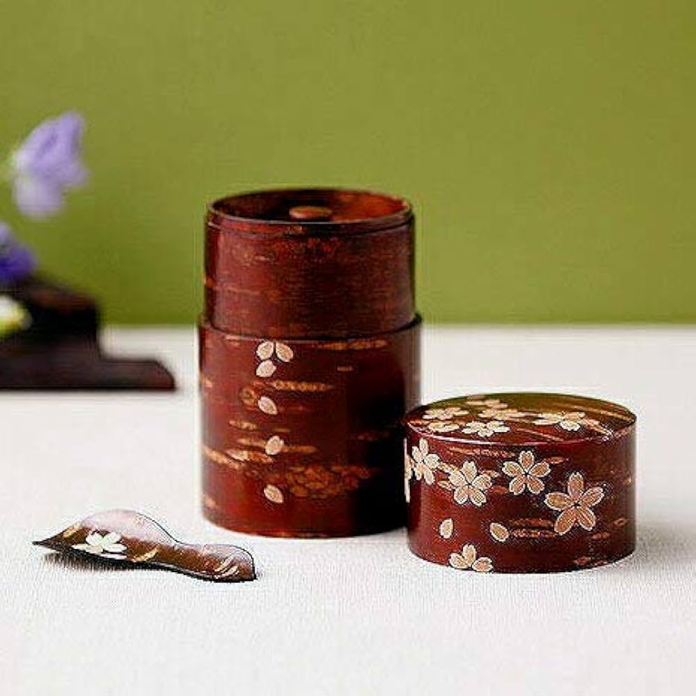 Amazon｜樺細工 桜皮細工 日本製 秋田県指定伝統工芸品 茶筒 ＆ 茶箕