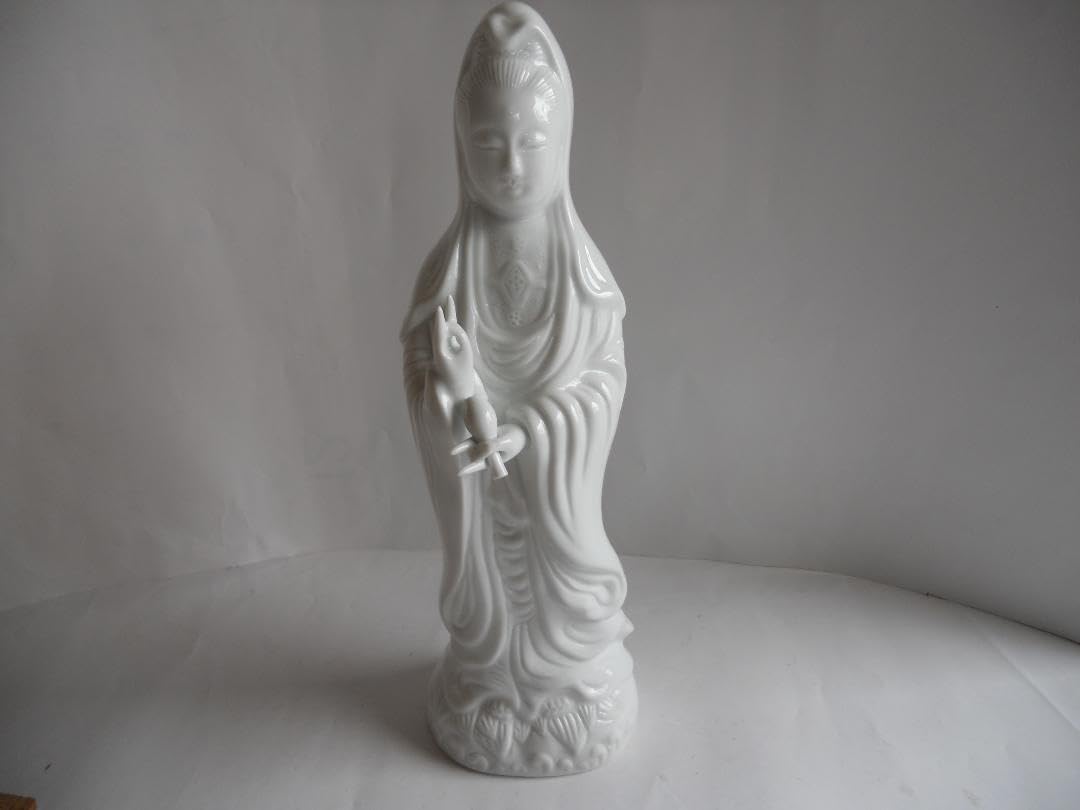 白衣観音 川副冬山 作 観音 有田焼 有田白磁 白衣観音像 新品 未使用