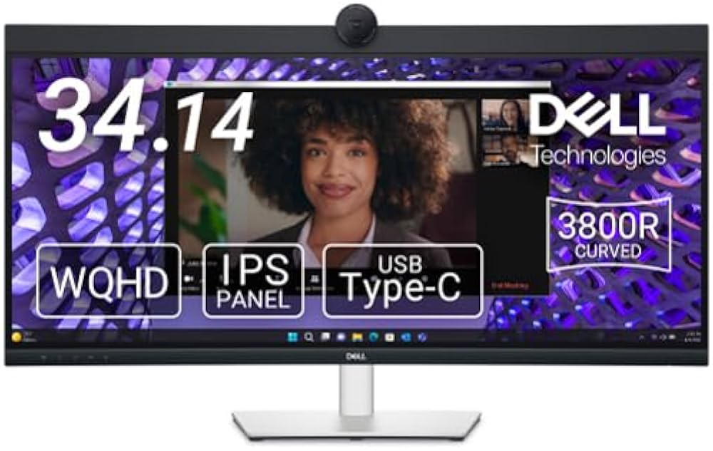Amazon.co.jp: Dell P3424WEB 34.14インチ ビデオ会議用曲面 USB-C