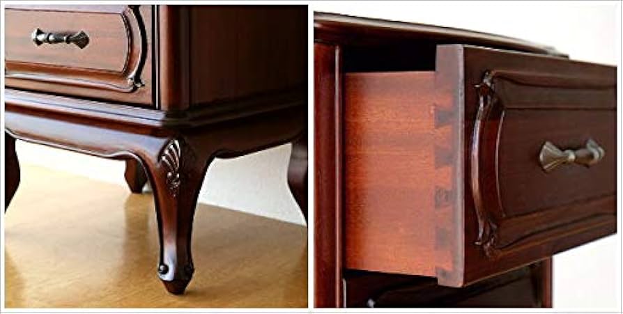 Amazon｜サイドチェスト 猫足 猫脚 アンティーク風 無垢 収納 タンス