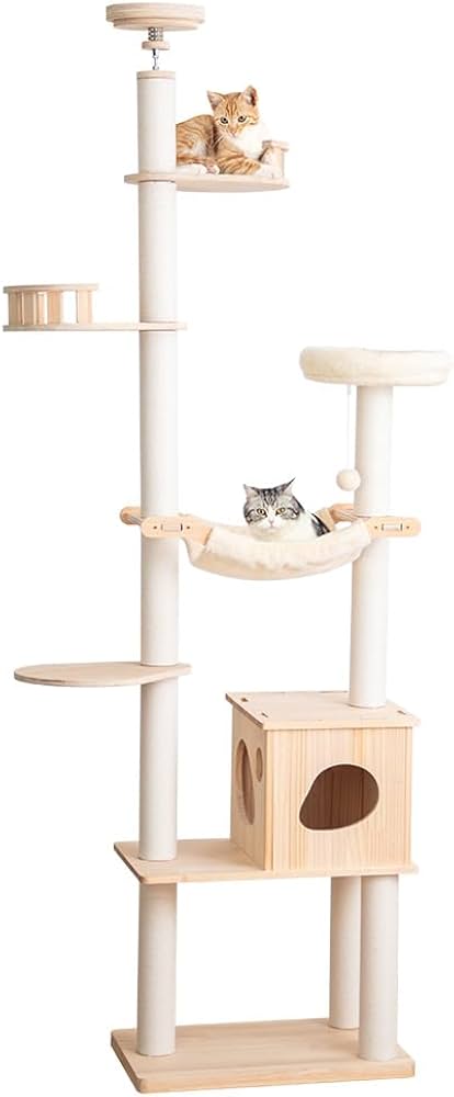 Amazon | 【なになにLife】 キャットタワー 突っ張り 木製 滑り止め
