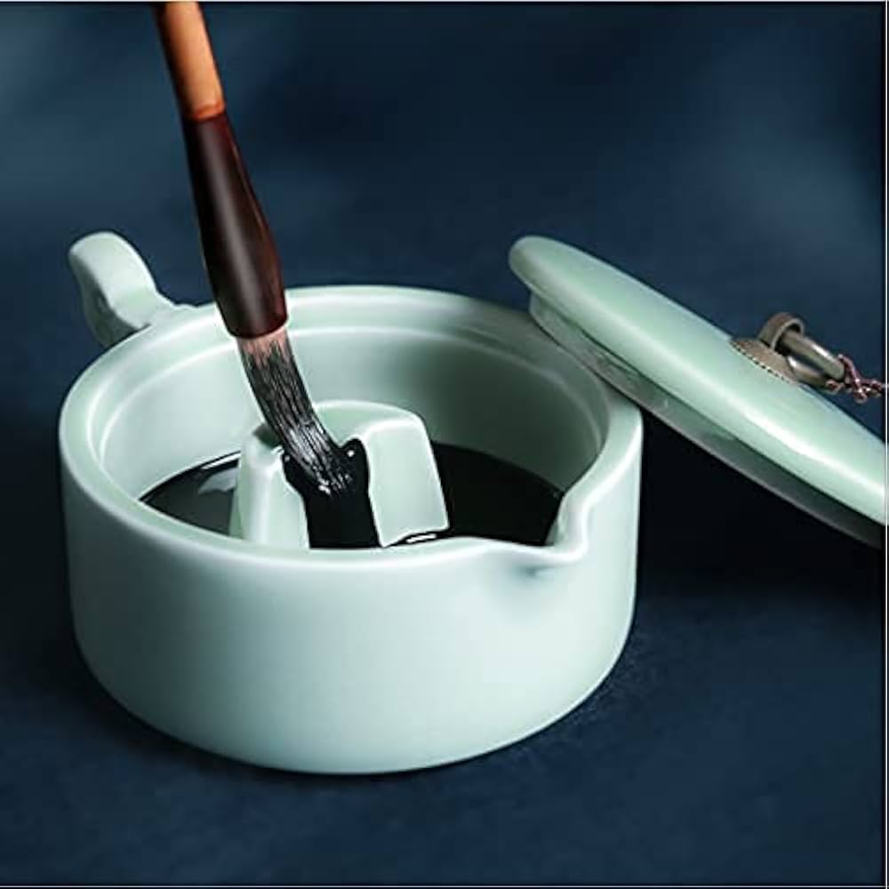 中国青磁 丸い器 書道筆たて 中国青磁 丸い器 書道筆たて 中国青磁丸い