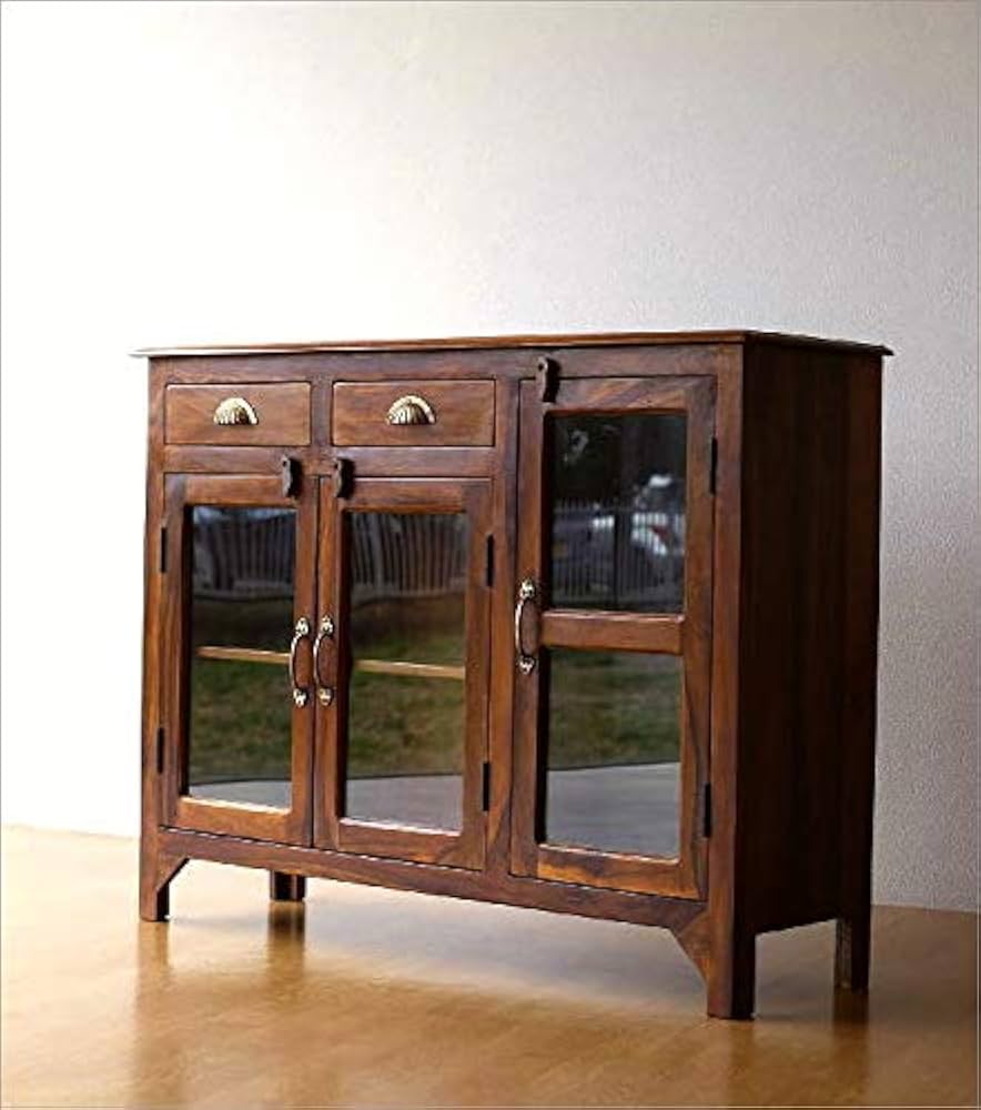 karimoku オールド カリモク キャビネット 木製 サイドボード ガラス扉付