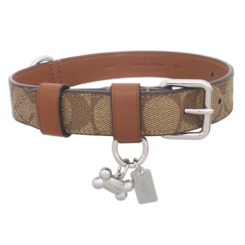 美品 COACH 小型犬用首輪 XS ピンク シグネチャー チャーム付き コーチ