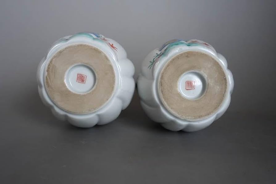 色絵花鳥文瓔珞文鳳凰文神具榊花器花瓶酒器徳利2本2425