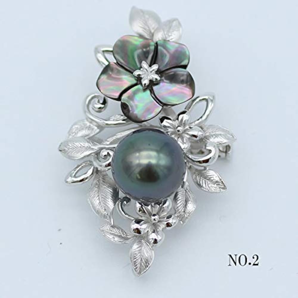 Amazon | 真珠 パール ブローチ 黒蝶真珠 パールブローチ 11mm-12mm 黒