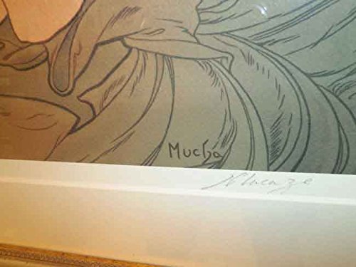 真作/ミュシャ[夜明け]シルクスクリーン(71/300)サインed有り/新品額装