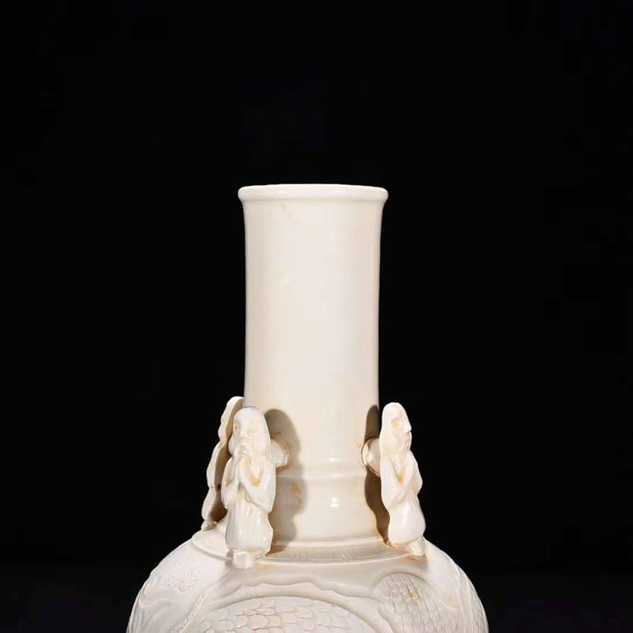 漢時代白磁貼塑人佣龍文魂大瓶花瓶唐物古賞物時代物(D-42)