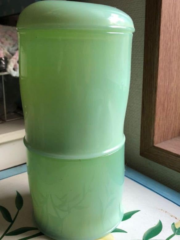 昭和レトロ ガラス瓶 ガラスポット 保存瓶 グリーン 2個セット 昭和