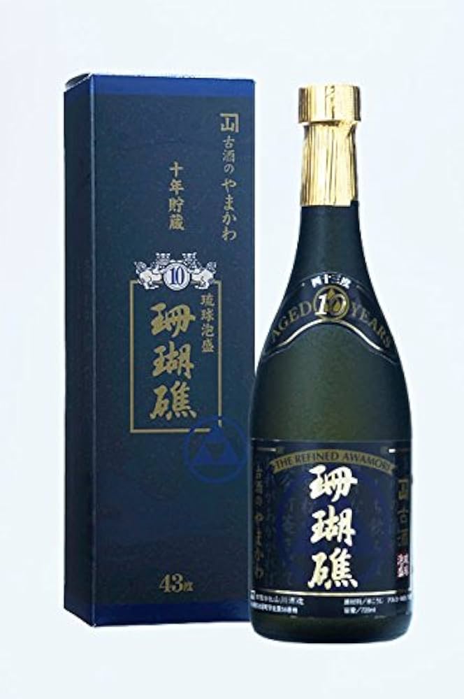 Amazon.co.jp: 泡盛 珊瑚礁 10年古酒 43度 720ml (有)山川酒造 : 食品