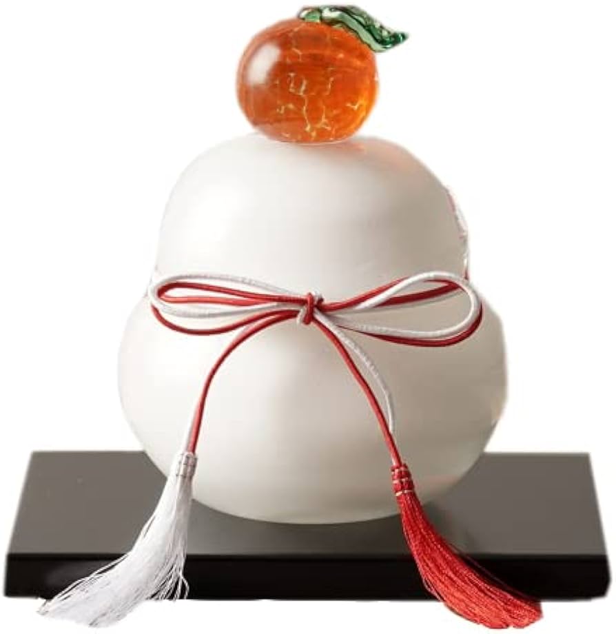 Amazon | ガラスの大きい鏡餅 白 (つぶつぶみかん) ガラス工房Merhaba