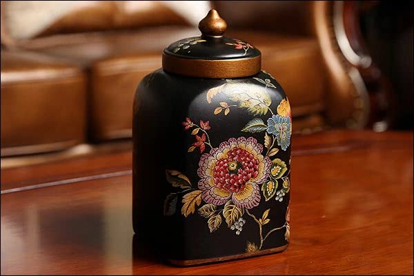 Amazon.co.jp: 陶器 蓋付 壷 セラミック 飾り壺 ポッド 陶器 小物入れ