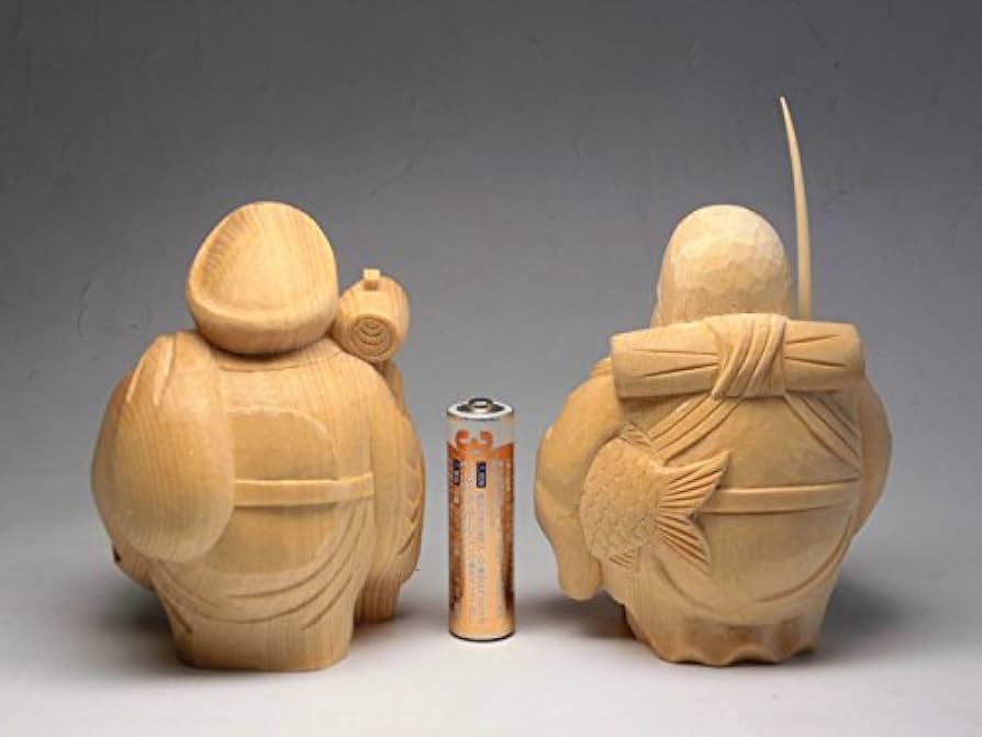 極上 煤付 木彫 大黒天様 恵比寿様 七福神 金運アップ 美術品 仏像