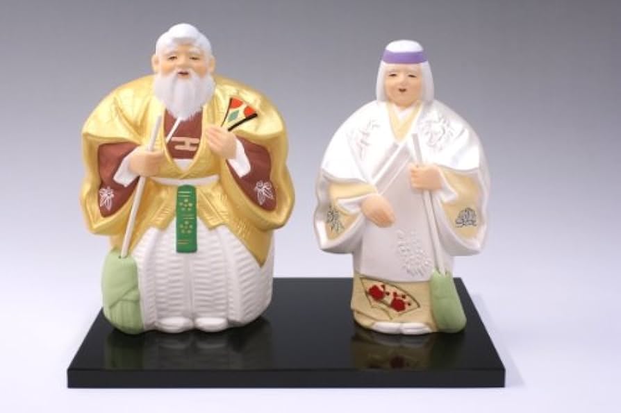 純金高砂 高砂人形 雄山作 共白髪 結納 還暦 木目込人形 錦勝工芸 尉姥