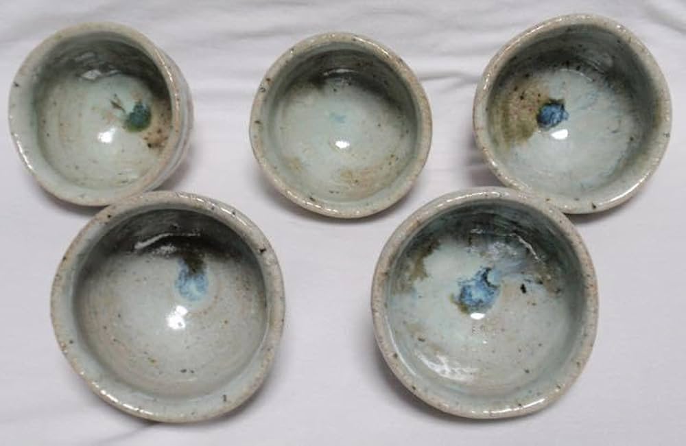 Amazon.co.jp: 常滑焼 大迫みきお氏作 灰釉ぐいみ 5点揃い : ホーム