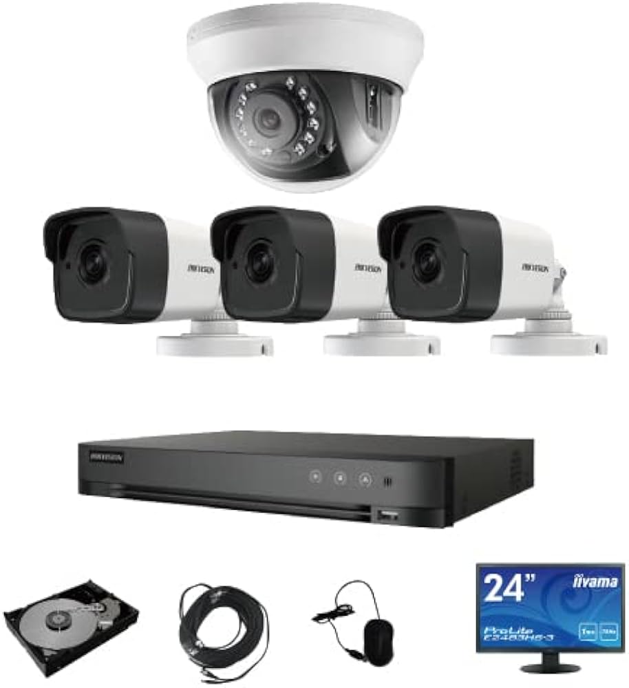 Amazon.co.jp: 500万画素 防犯カメラ 4台 セット ｜ 4ch レコーダー