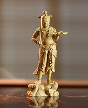 Amazon｜不動明王脇士 二童子像（制多迦・矜羯羅）木彫り仏像 二童子