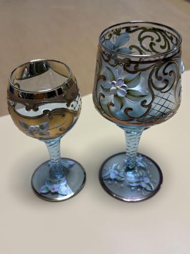 ベネチアングラス青色渦巻き模様ガラスカップ ヴィンテージ品