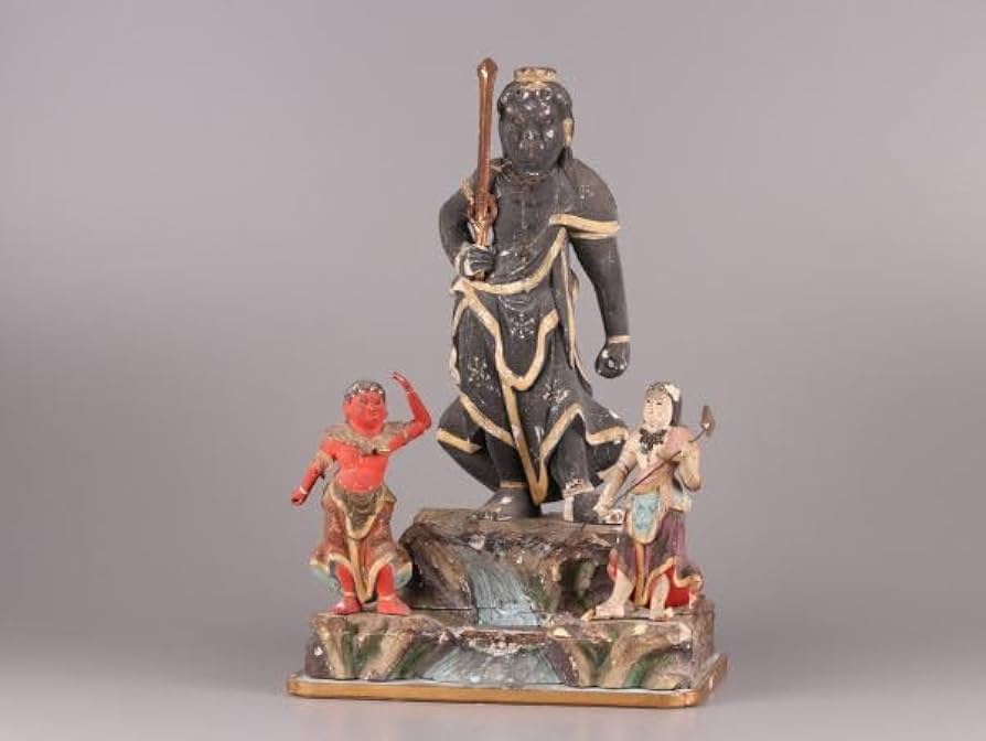 Amazon.co.jp: 古美術 仏教美術 時代木彫 玉眼 時代彩色木彫 不動明王