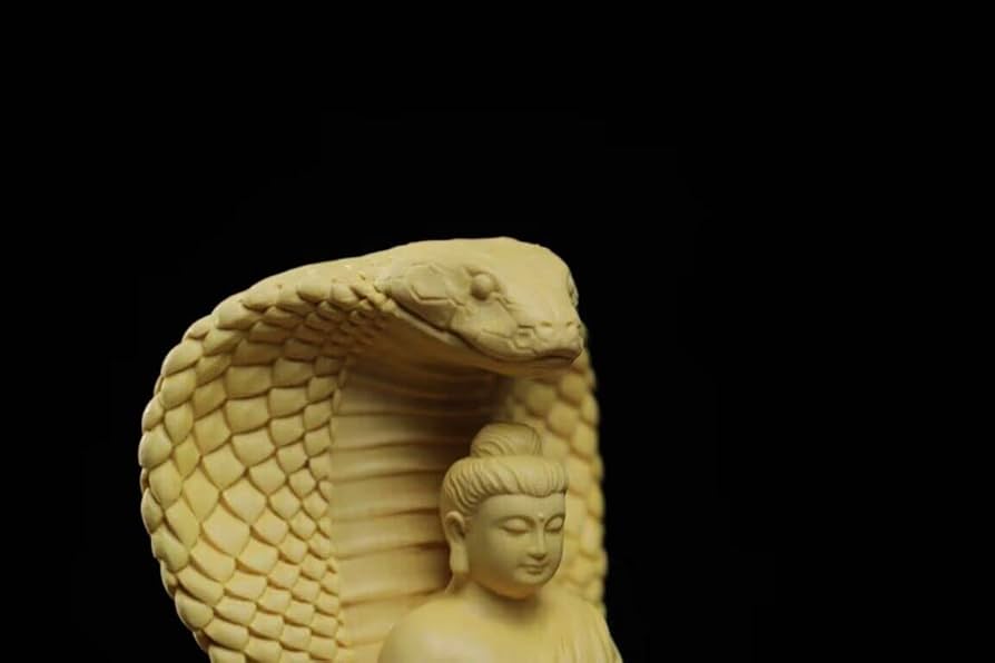 Amazon｜柘植製高級木彫り 仏壇仏像 蛇仏如来 彫刻仏像 高さ12cm 如来