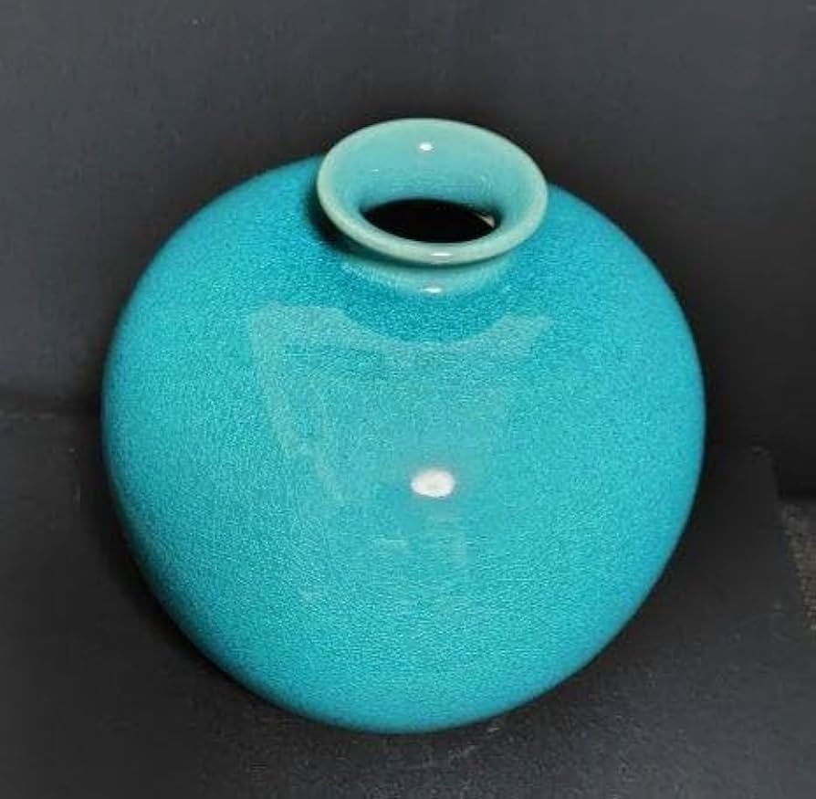 未使用品山崎光洋 京焼 清水焼 花瓶 均窯 深緑 美品 未使用