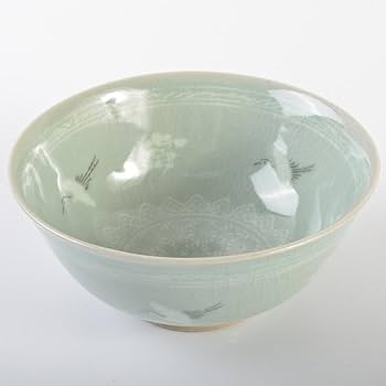 Amazon.co.jp: 韓国人間文化財 柳海剛（柳根瀅）作 高麗青磁 象嵌鶴雲