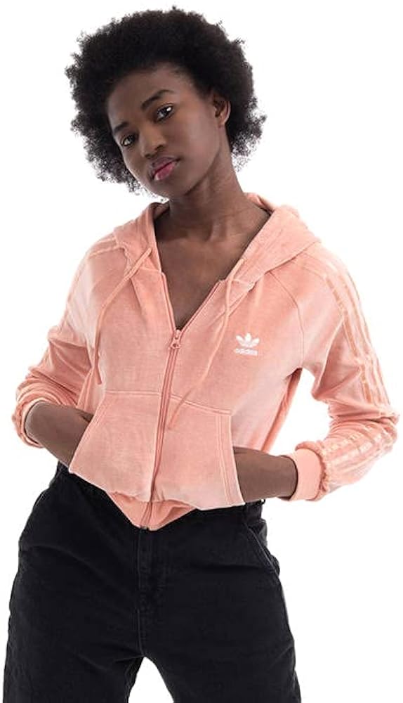 adidas Originals Women's Crop Fullzip Sweatshirt, Salmon, Medium