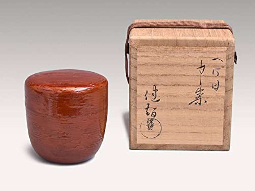 Amazon.co.jp: 田中健智（造）へぎ目中棗 共箱 茶道具 漆工芸 漆芸 日