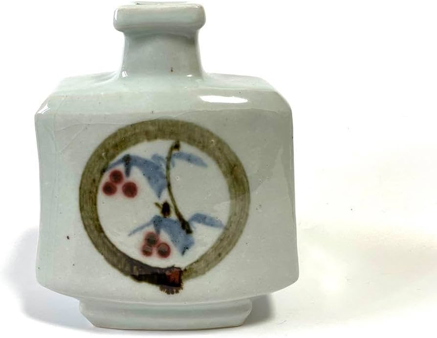 Amazon.co.jp: 陶芸家 作家物 椋木英三 花絵扁壺 花瓶 壺 花入 飾壺 師