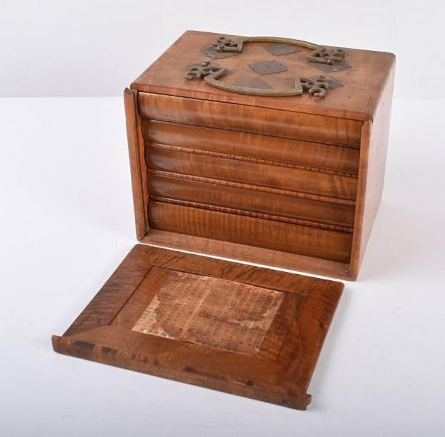 eyeknow74 中国 竹嵌縞黒檀牌背竹牌麻雀牌皮ケース付 M 8695 eyeknow74