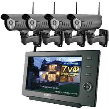 ELPA CMS-m71 ワイヤレス防犯カメラモニターセット ハードディスク付き