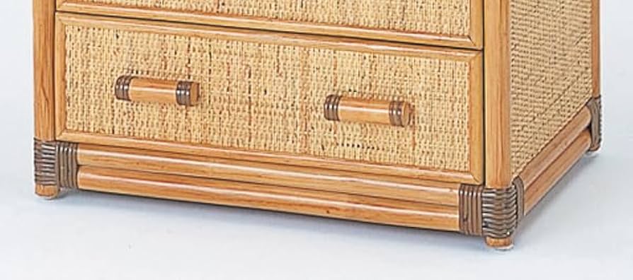 ラタン チェスト 8杯引き出し ヴィンテージ 籐家具 真鍮鋲付き