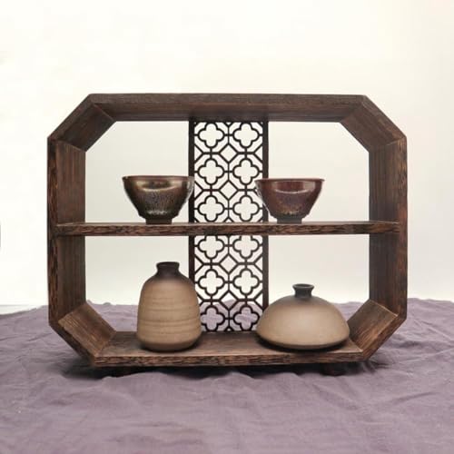 中国 唐木紅木製 銀線象嵌 茶棚 飾り棚 違い棚 D 3745B 2025年最新唐木