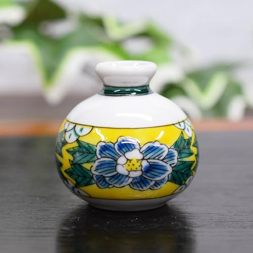 九谷焼桃・鳥吉田屋写花瓶MA320