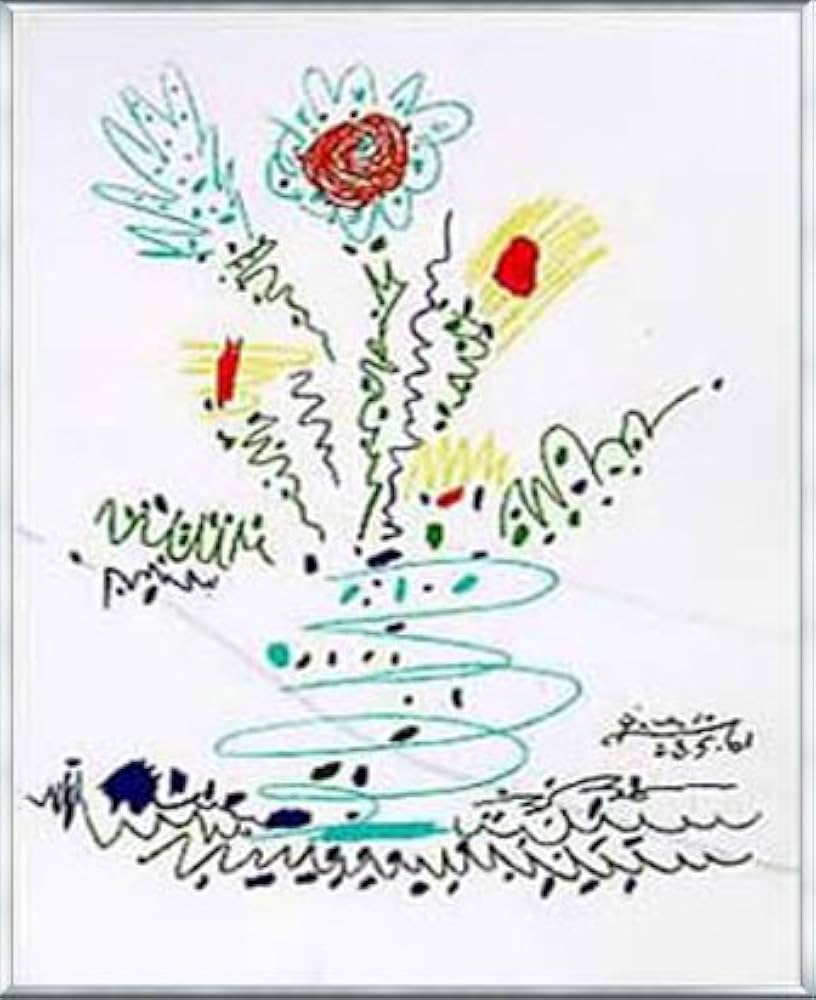 Amazon.co.jp: ポスター パブロ ピカソ サマーブーケ 額装品 アルミ製