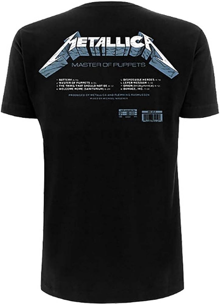 Amazon.com: Metallica Unisex Tee: Master of Puppets Tracks (Back