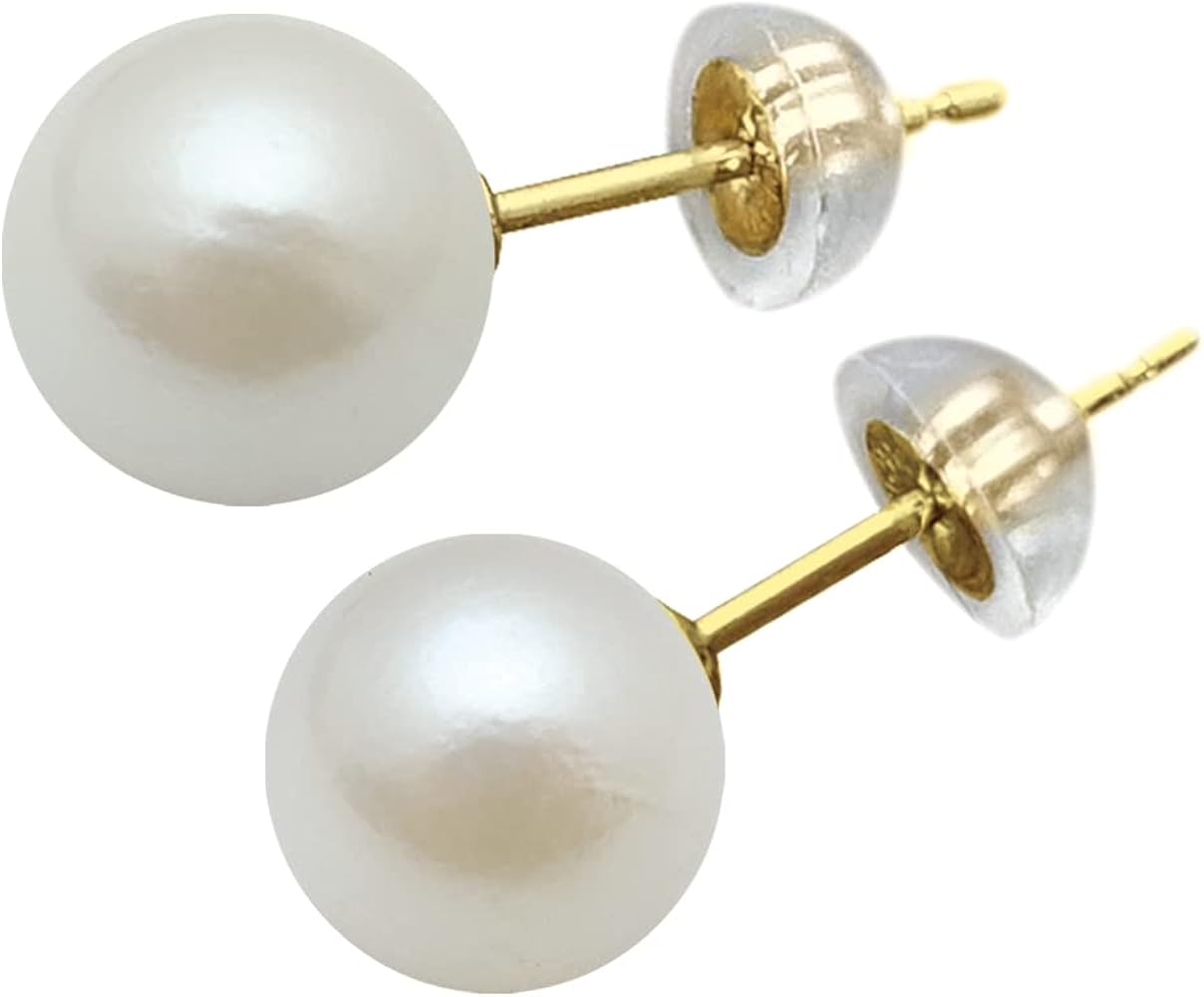 Amazon.co.jp: 7.0mm K18 アコヤ真珠ピアス / 18金 パール ピアス 本