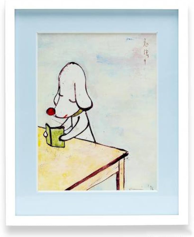 Amazon.co.jp: 奈良美智 ポスター [勉強中(特別額装版)] : ホーム