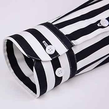 Amazon.co.jp: LEPSJGC 男性の斜めストライプ長袖シャツポケットレス