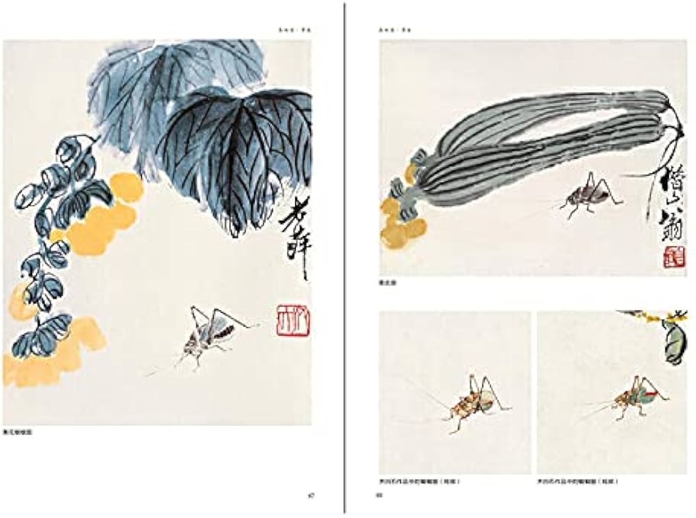 齐白石 草虫花卉図 三尺中堂 掛軸 装裱 鑑賞用 宣紙 インテリア美術